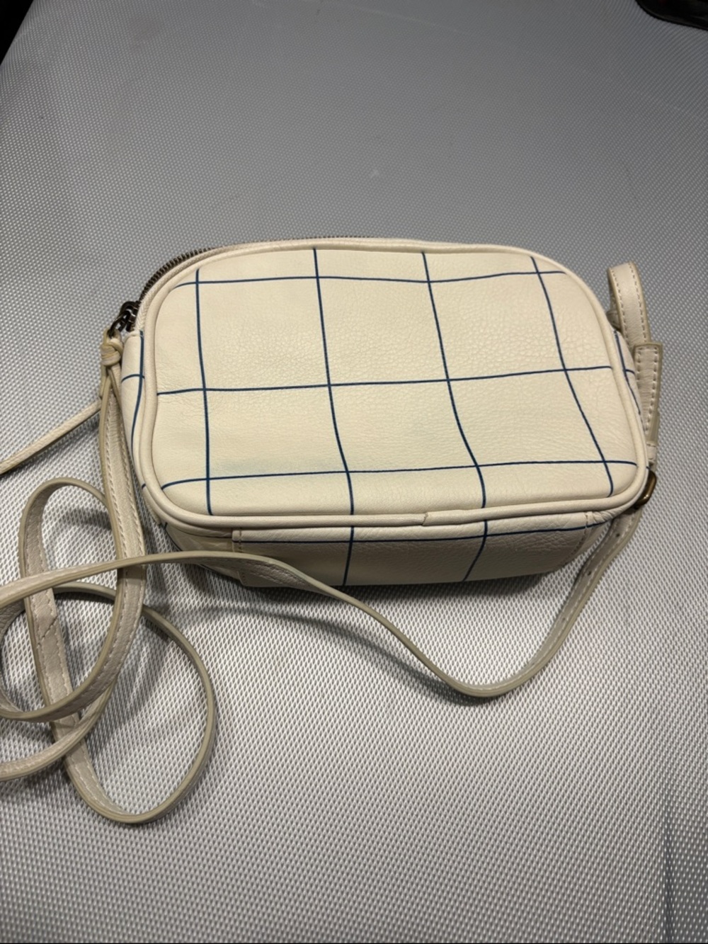 Mark & Graham Cream Crossbody with Navy Grid